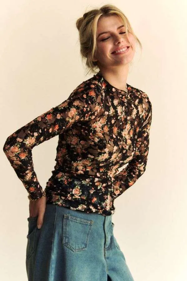 Fall Blooms Mesh Top