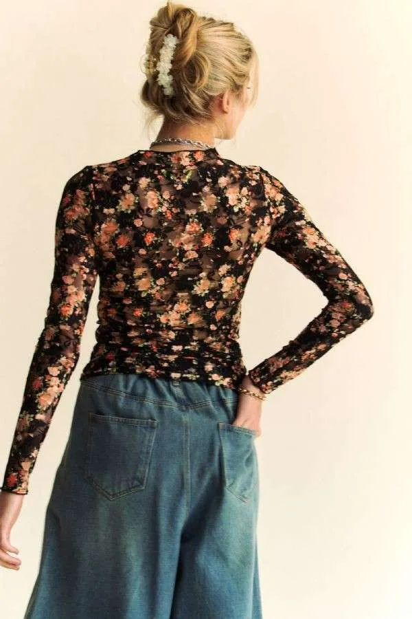 Fall Blooms Mesh Top