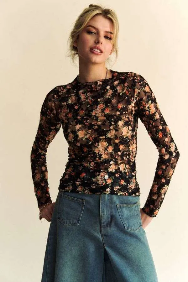 Fall Blooms Mesh Top
