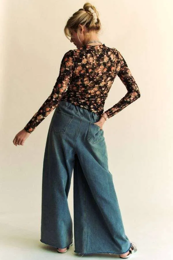 Fall Blooms Mesh Top