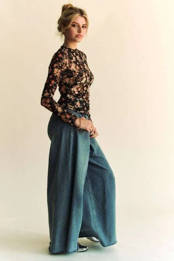 Fall Blooms Mesh Top