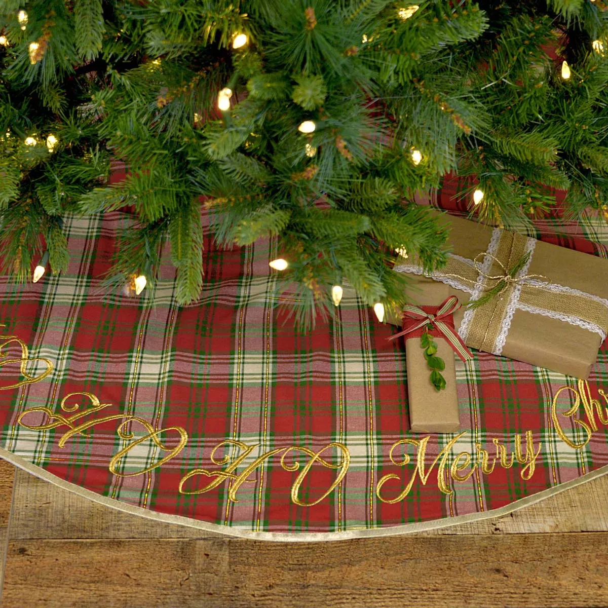 Farmhouse Christmas Tree Skirt HO HO Holiday Snowflake Decor VHC Brands
