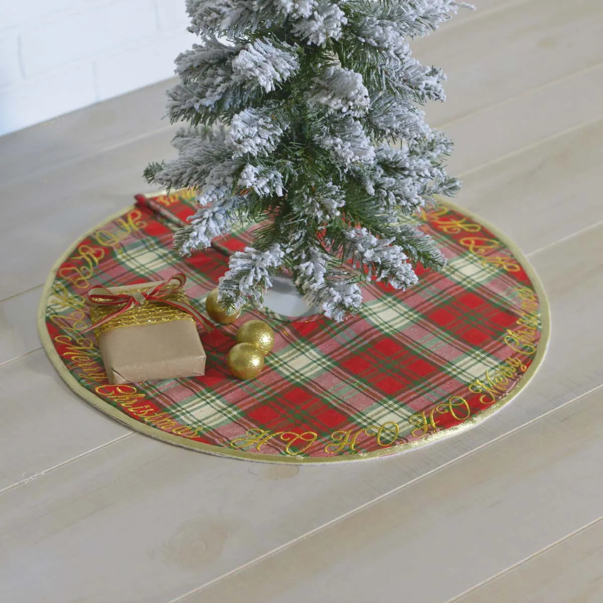 Farmhouse Christmas Tree Skirt HO HO Holiday Snowflake Decor VHC Brands