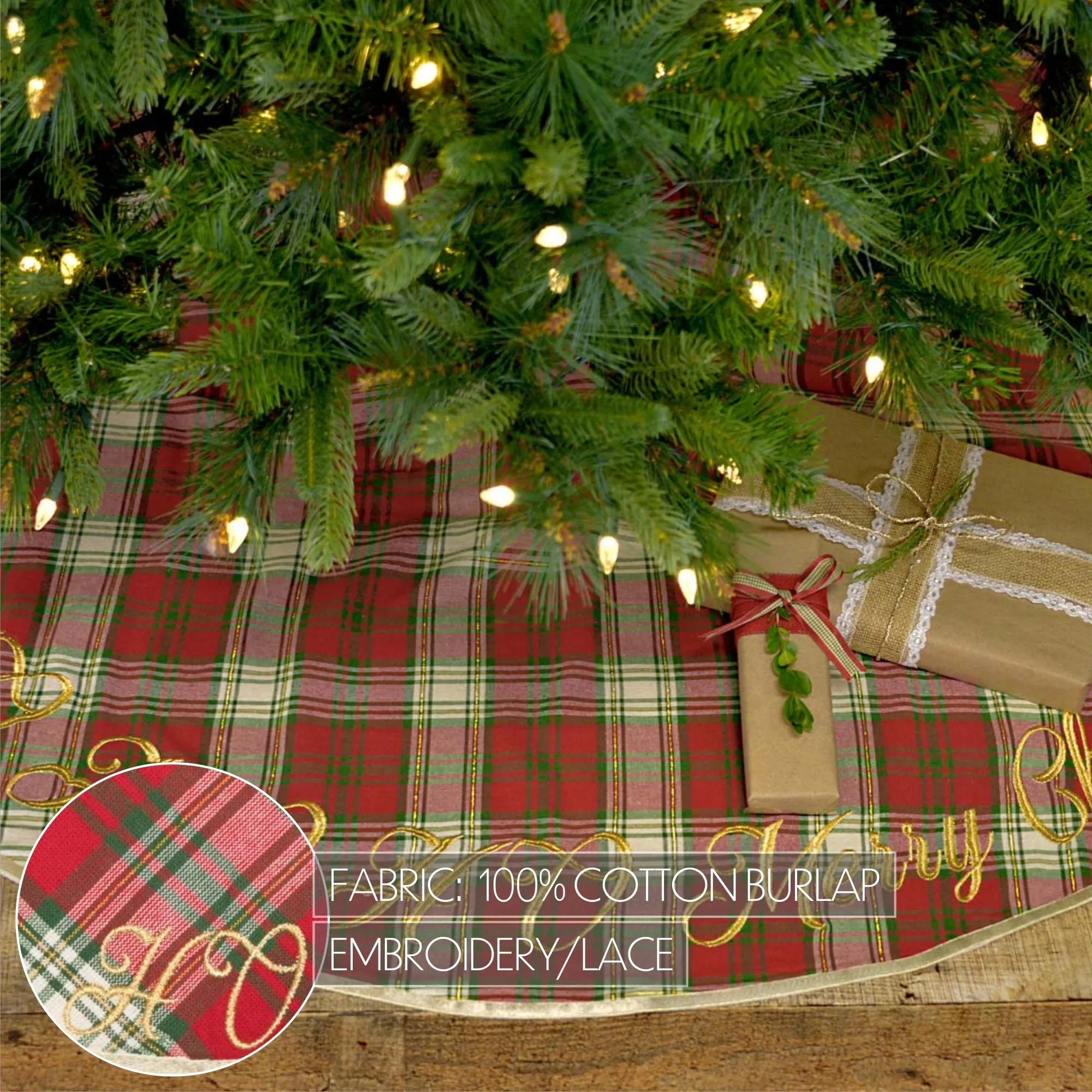 Farmhouse Christmas Tree Skirt HO HO Holiday Snowflake Decor VHC Brands