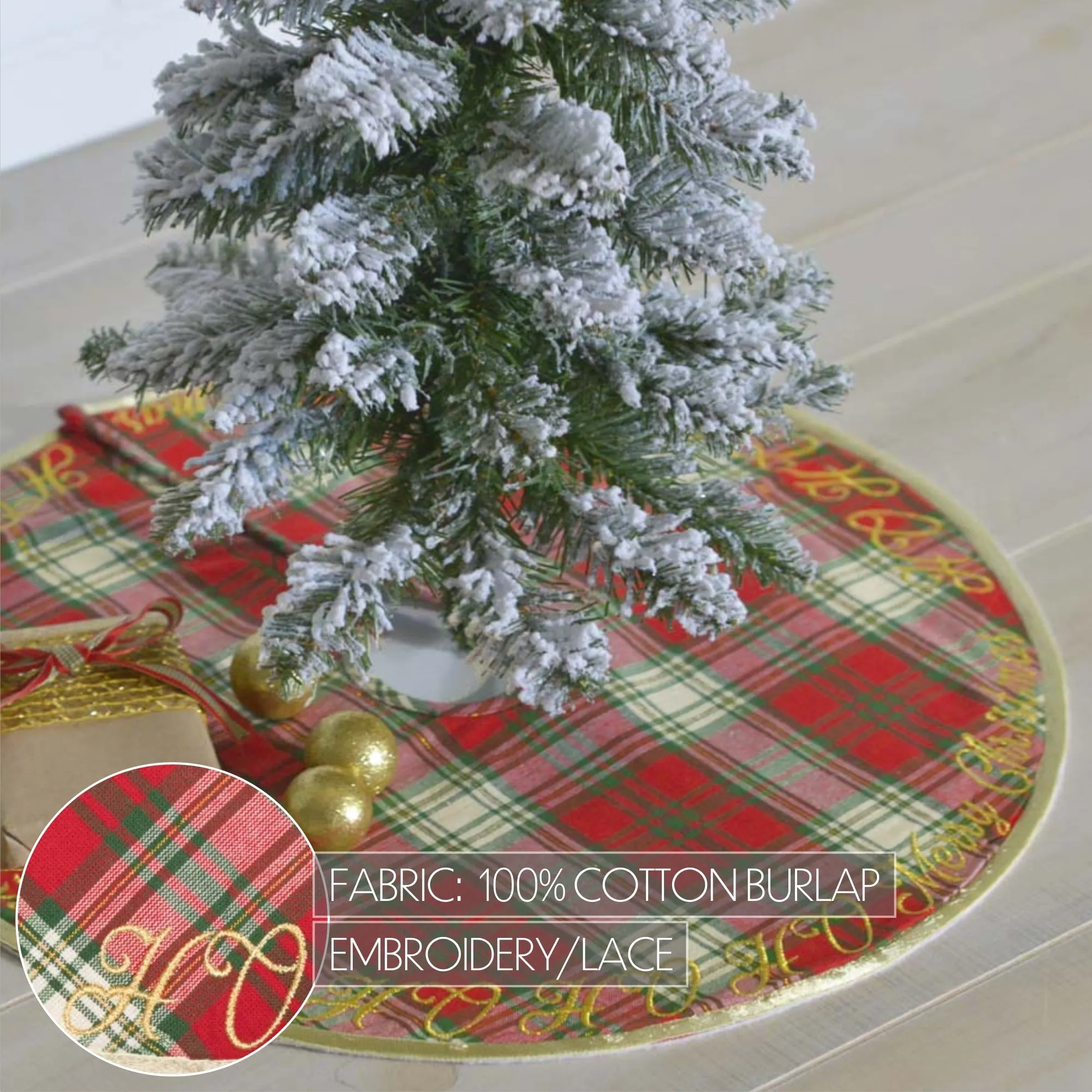 Farmhouse Christmas Tree Skirt HO HO Holiday Snowflake Decor VHC Brands