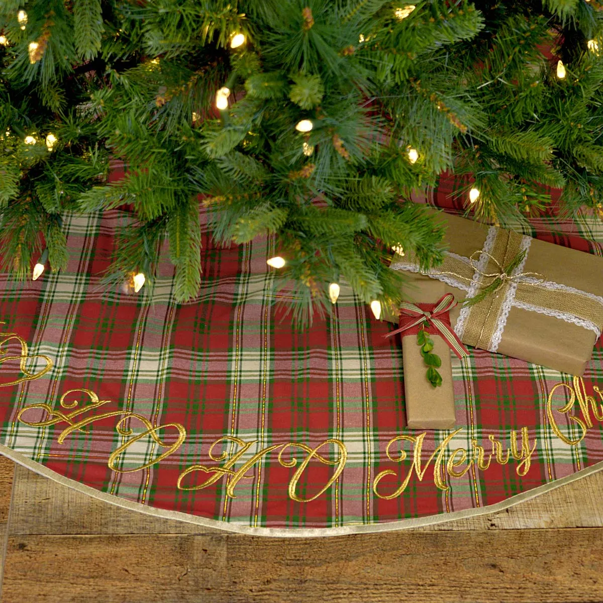 Farmhouse Christmas Tree Skirt HO HO Holiday Snowflake Decor VHC Brands