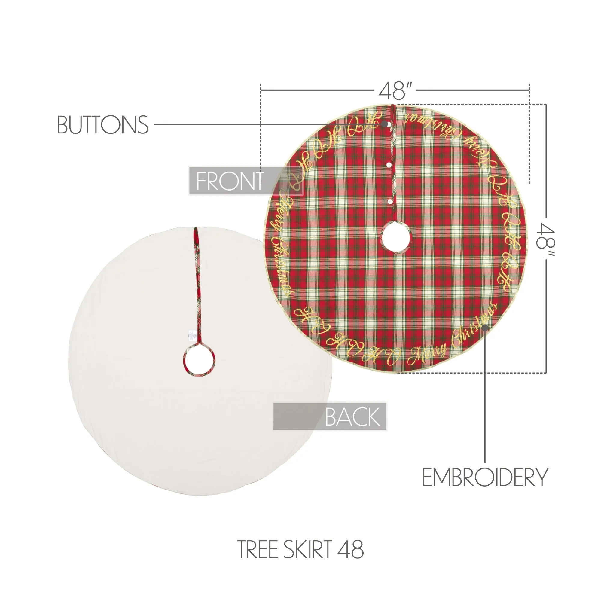 Farmhouse Christmas Tree Skirt HO HO Holiday Snowflake Decor VHC Brands