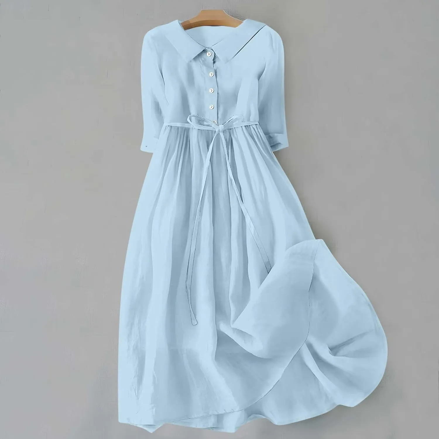Floral Pattern Dresses for Women 2025 Maxi Button Down Plus Size A Line Dress Trendy 3/4 Sleeve Dress Summer Dresses