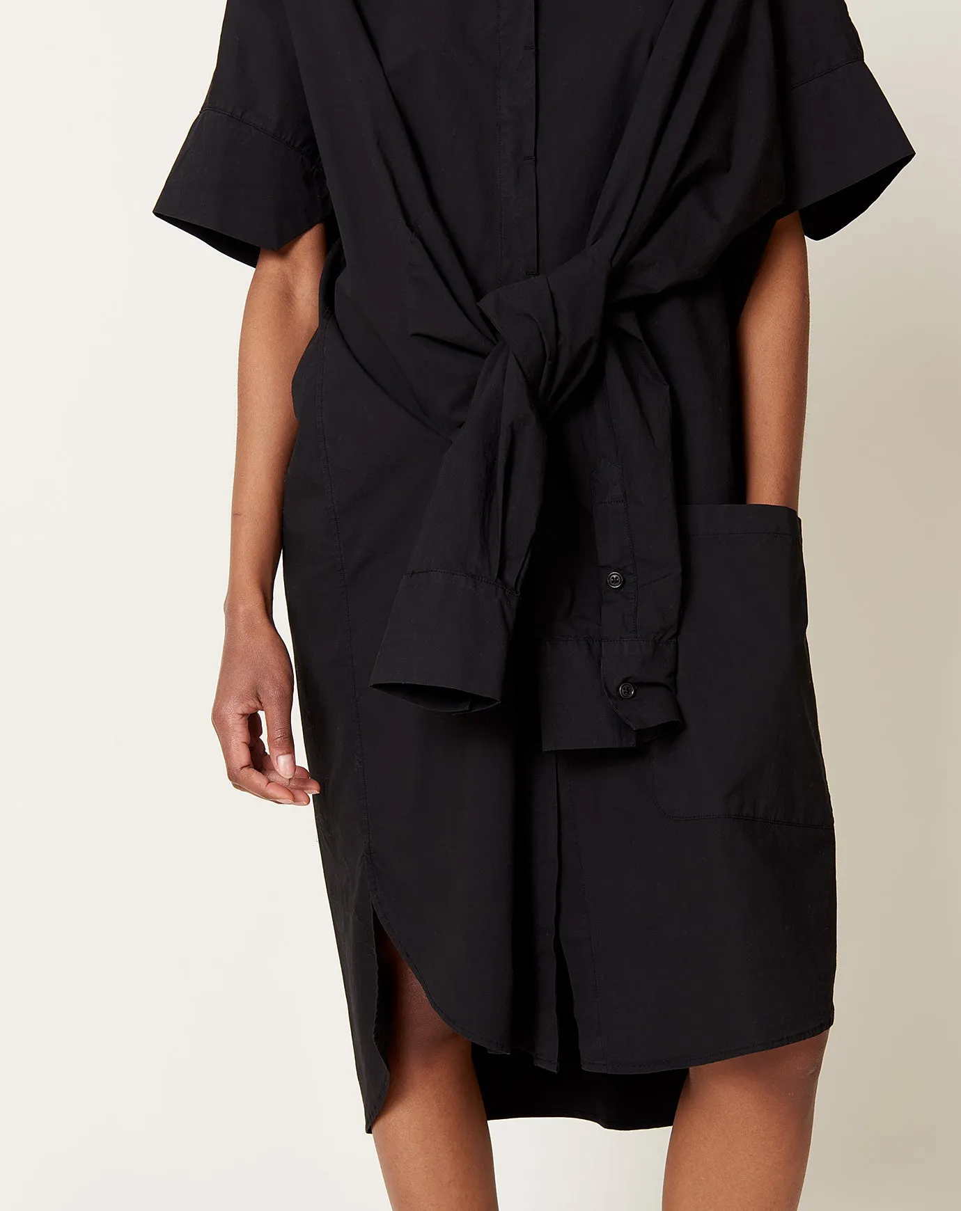 Fold Shirt Dress in Black