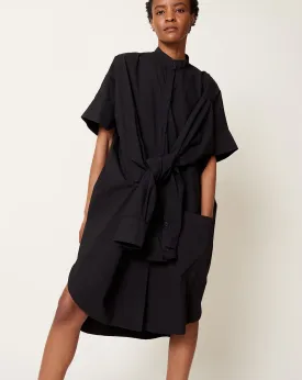 Fold Shirt Dress in Black