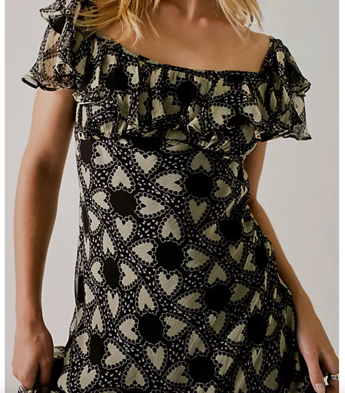 FREE PEOPLE x ANNA SUI ANABELE BIAS DRESS, BLACK GREEN SZ XS