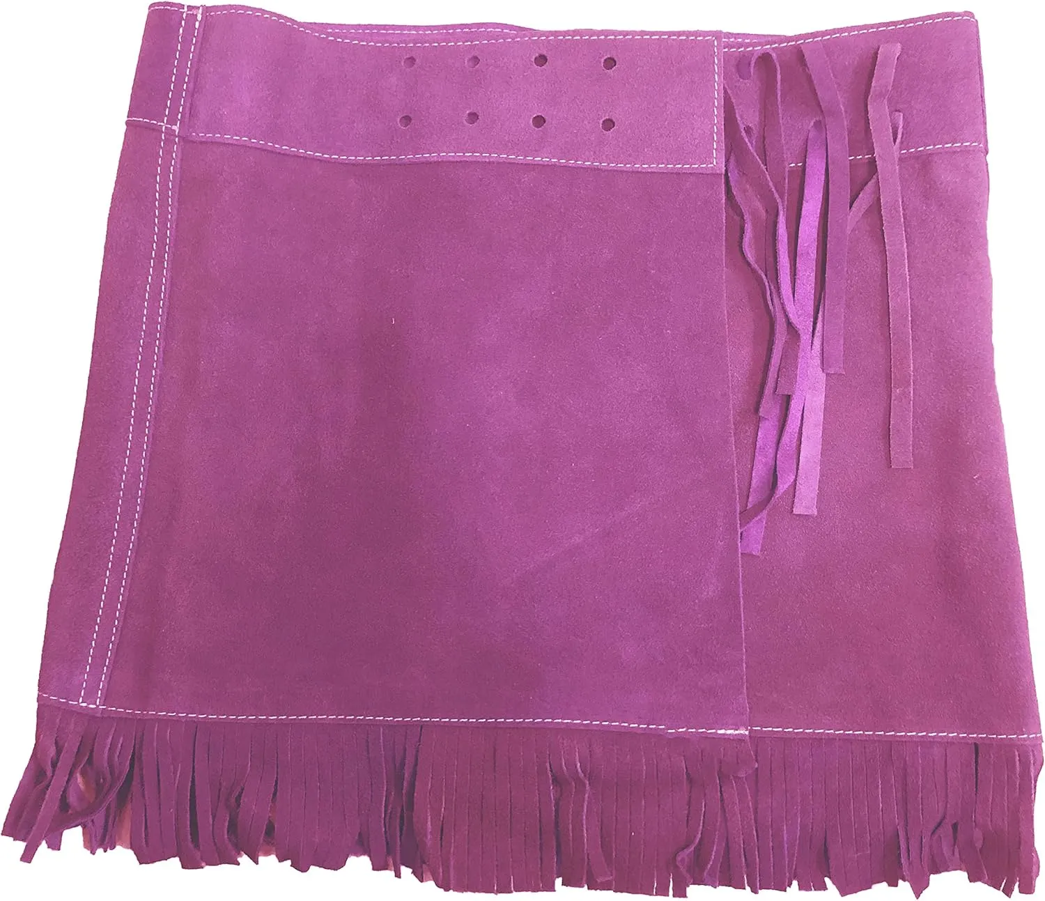 Girl's Western Suede Leather Vest & Skirt Set with Fringe