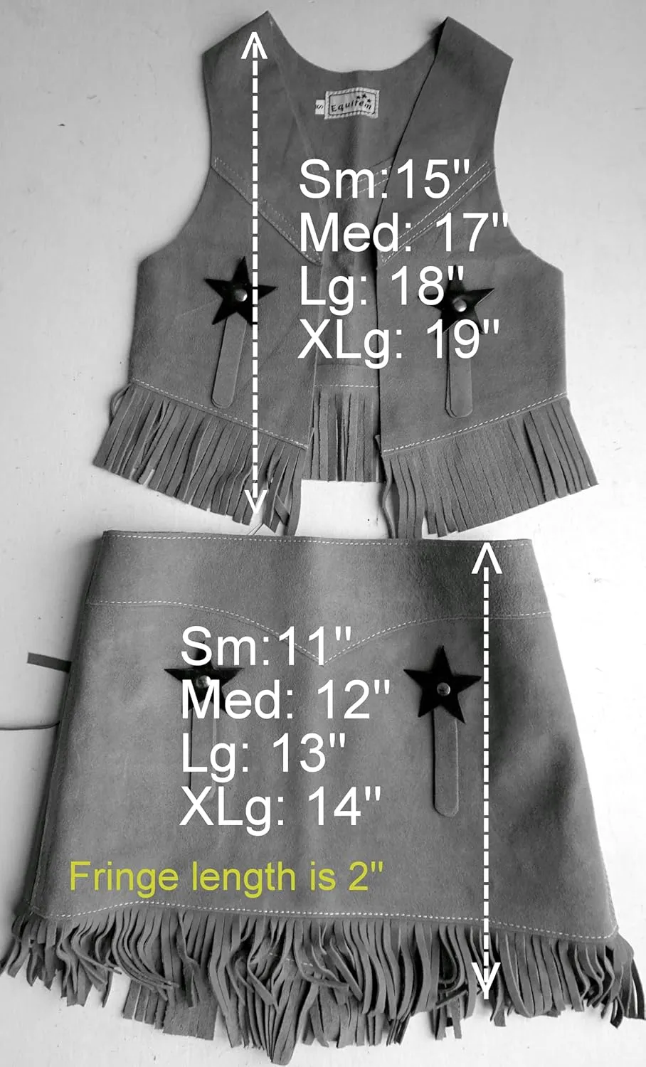 Girl's Western Suede Leather Vest & Skirt Set with Fringe