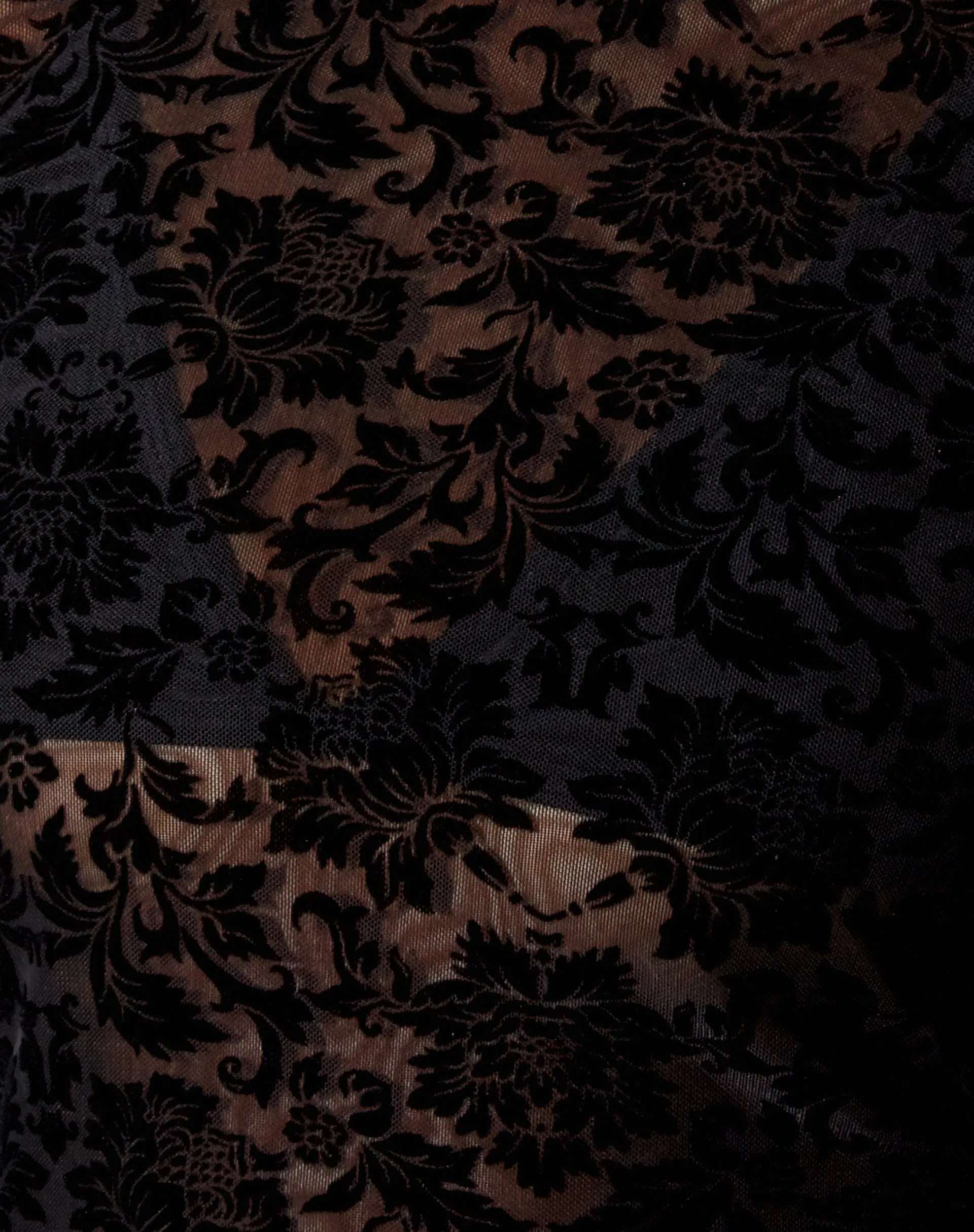 Gracy Crop Top in Brocade Rose Flock Black