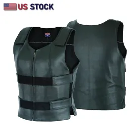 HL14945Black Women BLACK Bullet Proof style Leather Motorcycle Vest bikers Club Tactical Vest Ammo