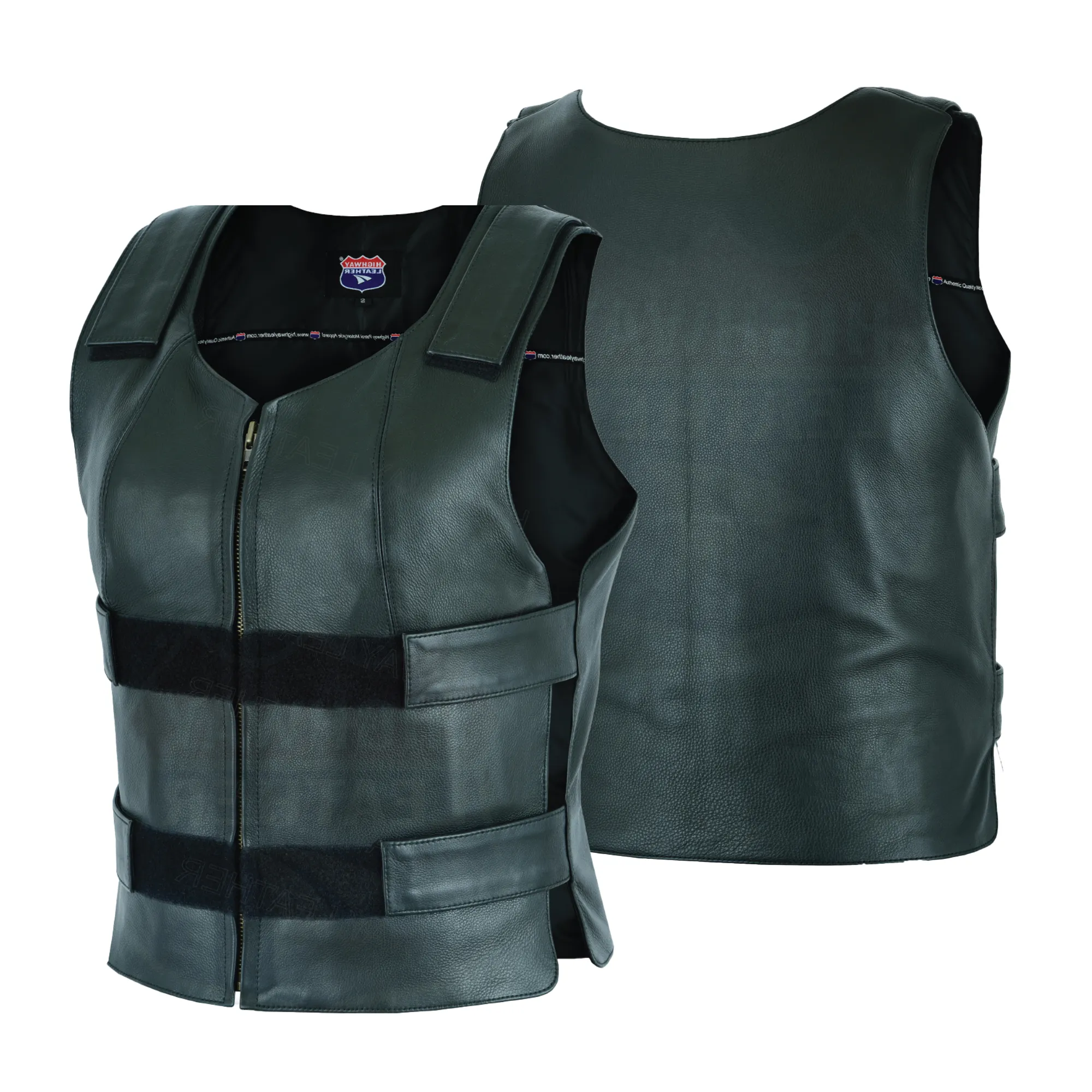 HL14945Black Women BLACK Bullet Proof style Leather Motorcycle Vest bikers Club Tactical Vest Ammo
