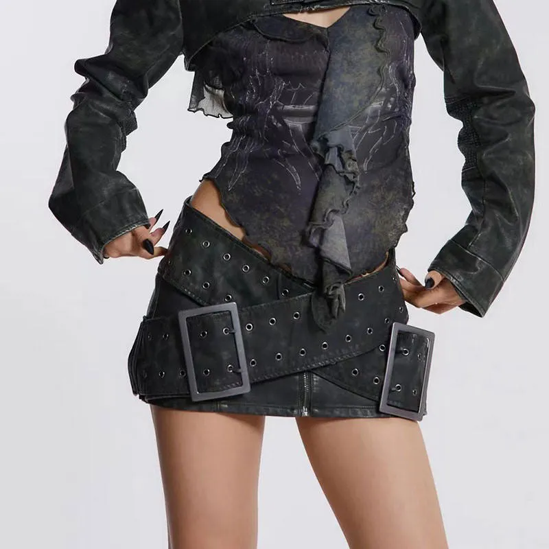 Huge Buckle Micro Skirt