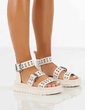 Hype Beige Chunky Studded Sandals