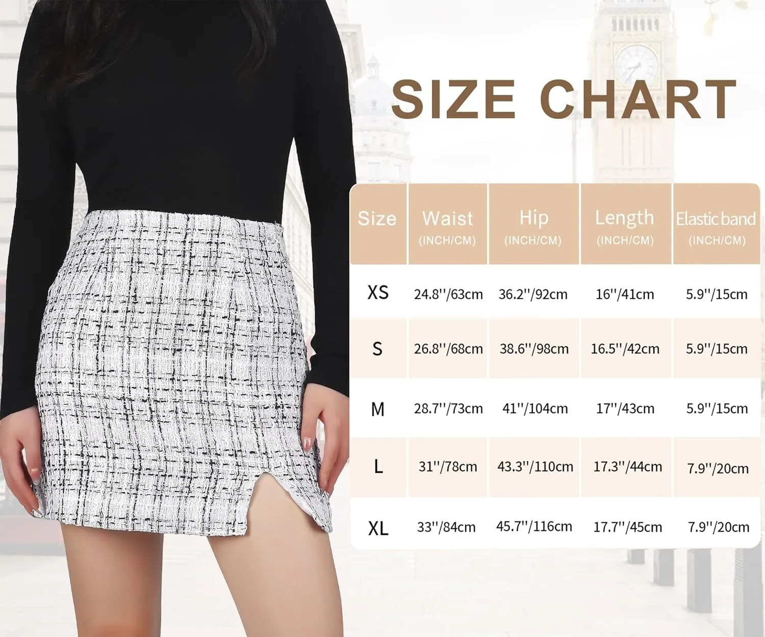 Ibeauti Women's High Waist Plaid Skirt Side Split Bodycon Pencil Mini Skirt