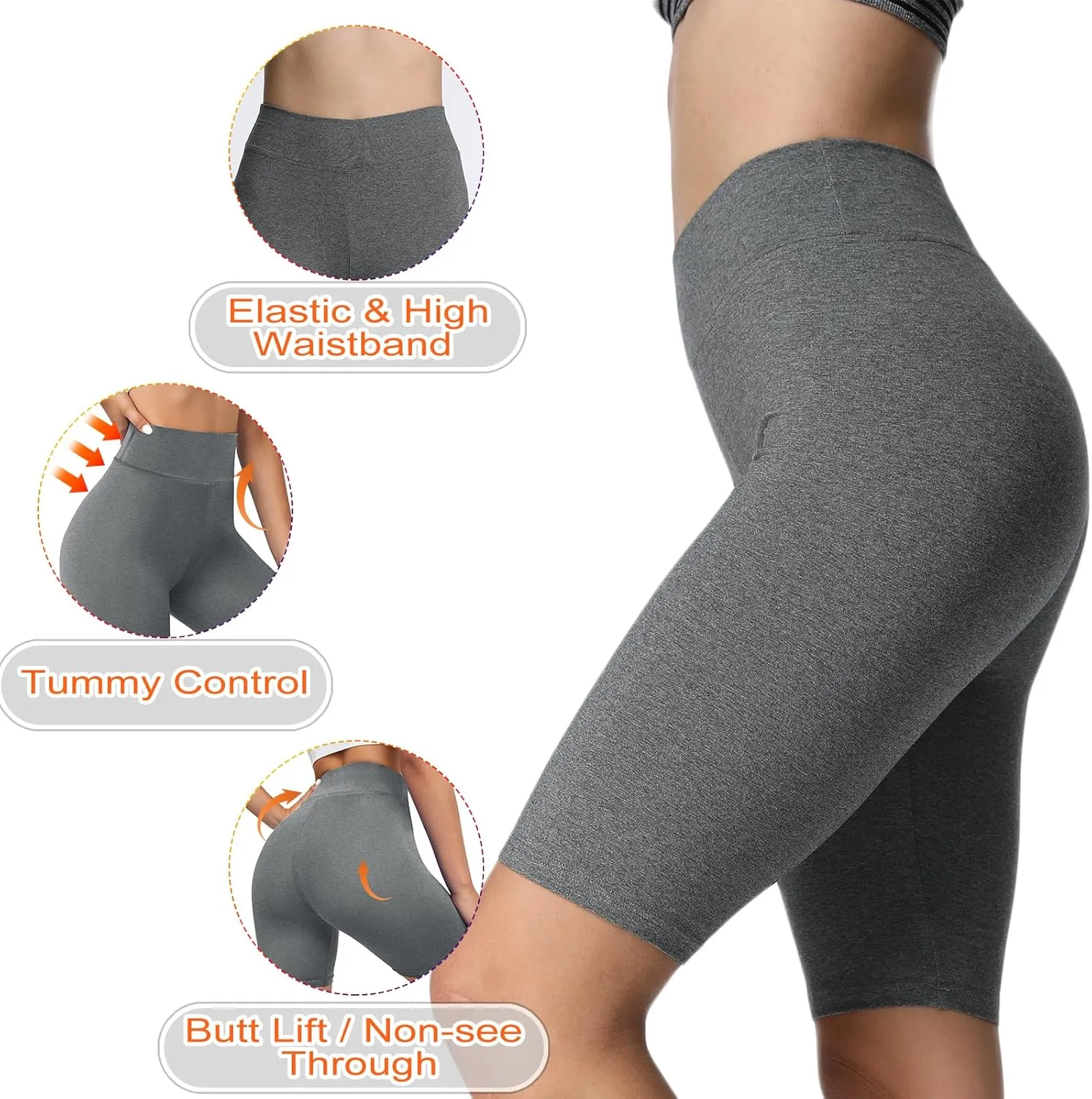 iloveSIA Women's Cotton Biker Short for Women High Waisted Tight Gym Yoga Workout Cycling Running Volleyball Shorts