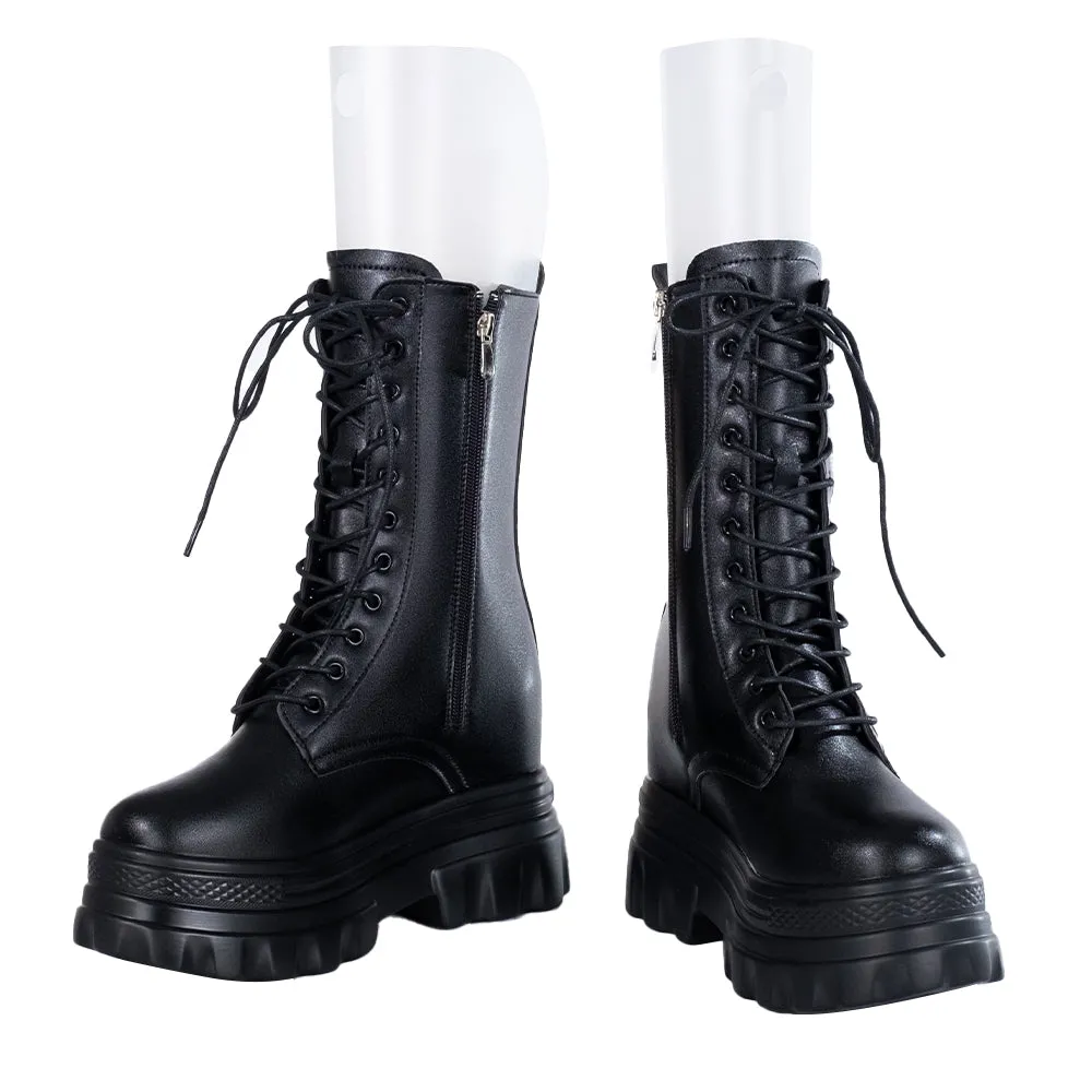 【In Stock】DokiDoki Height Increasing Shoes / Elevator Shoes Martin Boots Black White