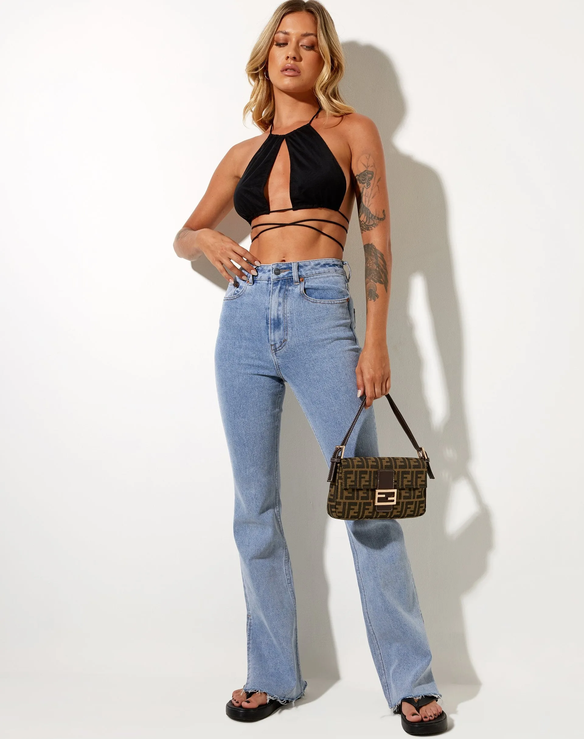 Karti Crop Top in Mesh Black