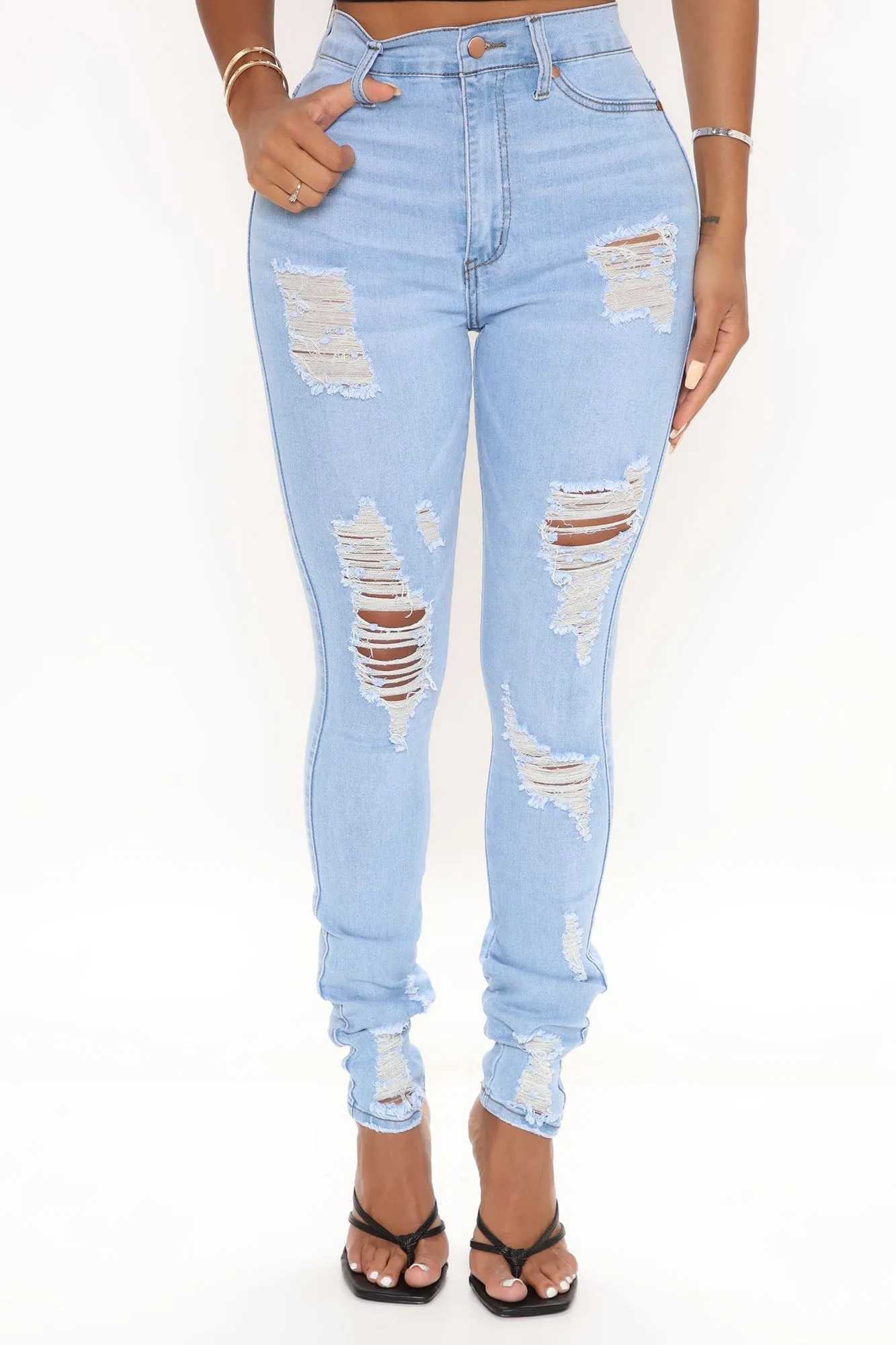 KittenAlarm - A Little Bit Of Love Ripped Skinny Jeans - Light Blue Wash