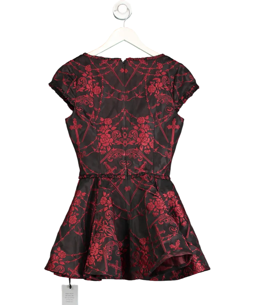 LOBA Alana Mini Dress With Attached Underwear In Black & Red UK XS
