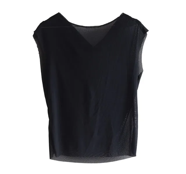 Mesh Cowl Neck Blouse