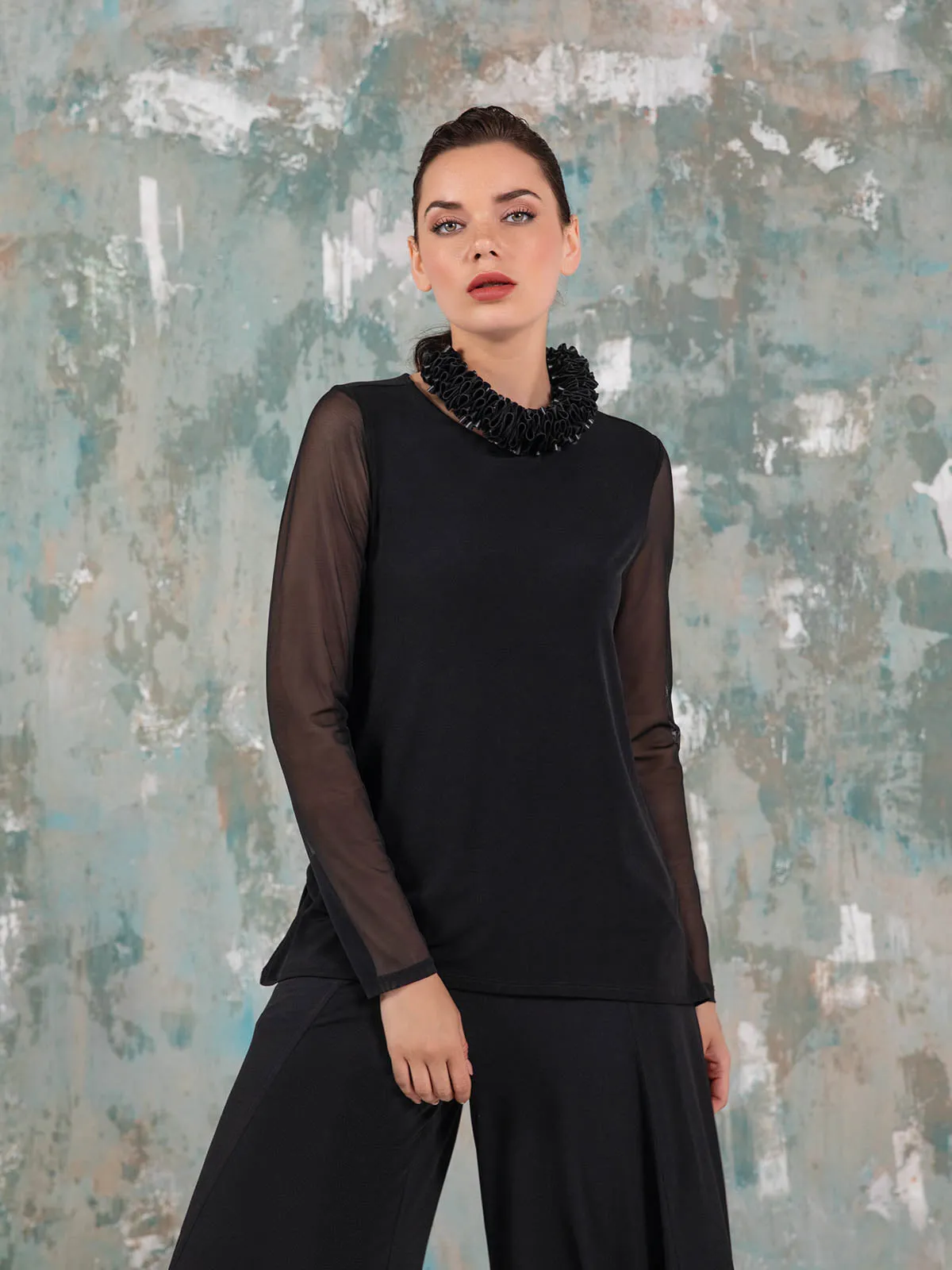 Mia Top, Black Mesh