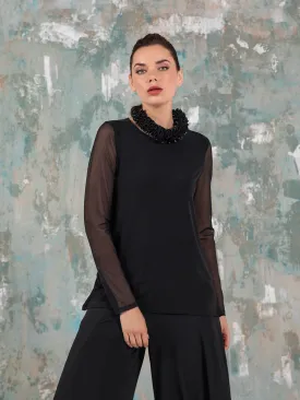 Mia Top, Black Mesh