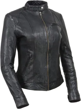 Milwaukee Leather Vintage SFL2811 Women's Black Zipper Front Motorcycle Casual Fashion Leather Jacket