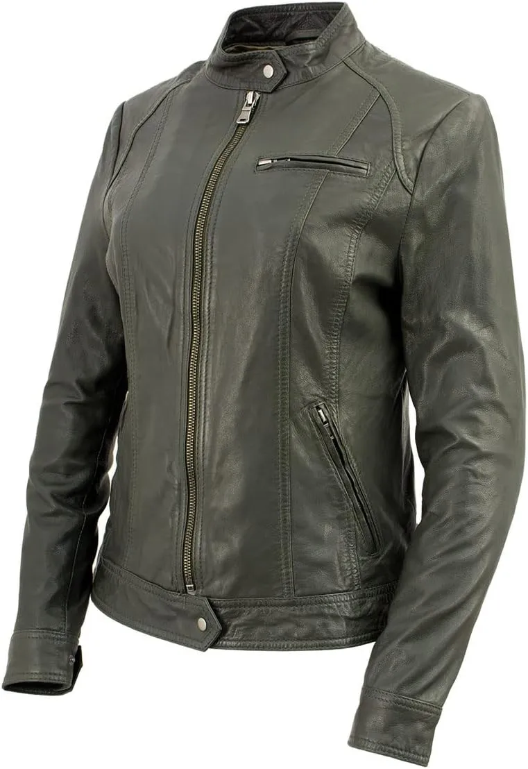 Milwaukee Leather Vintage SFL2811 Women's Black Zipper Front Motorcycle Casual Fashion Leather Jacket