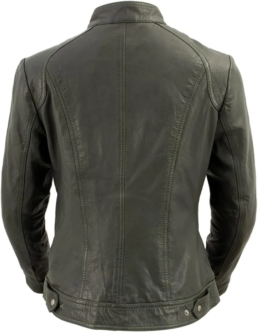 Milwaukee Leather Vintage SFL2811 Women's Black Zipper Front Motorcycle Casual Fashion Leather Jacket