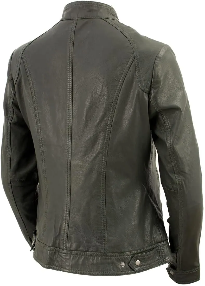 Milwaukee Leather Vintage SFL2811 Women's Black Zipper Front Motorcycle Casual Fashion Leather Jacket