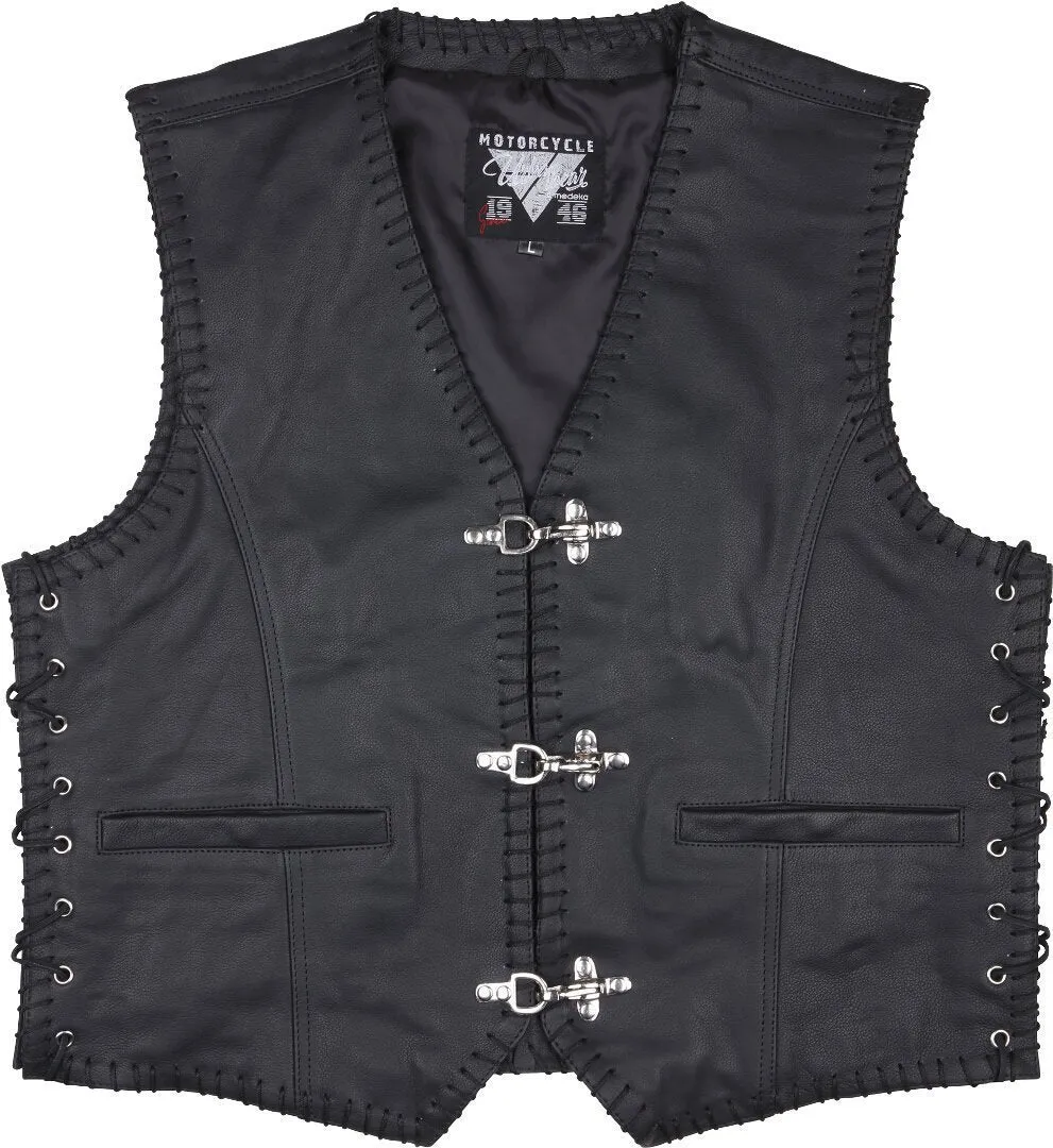 Modeka Badlands motorcycle leather vest, black