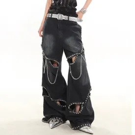 Model Behavior Chain Ripped Jeans