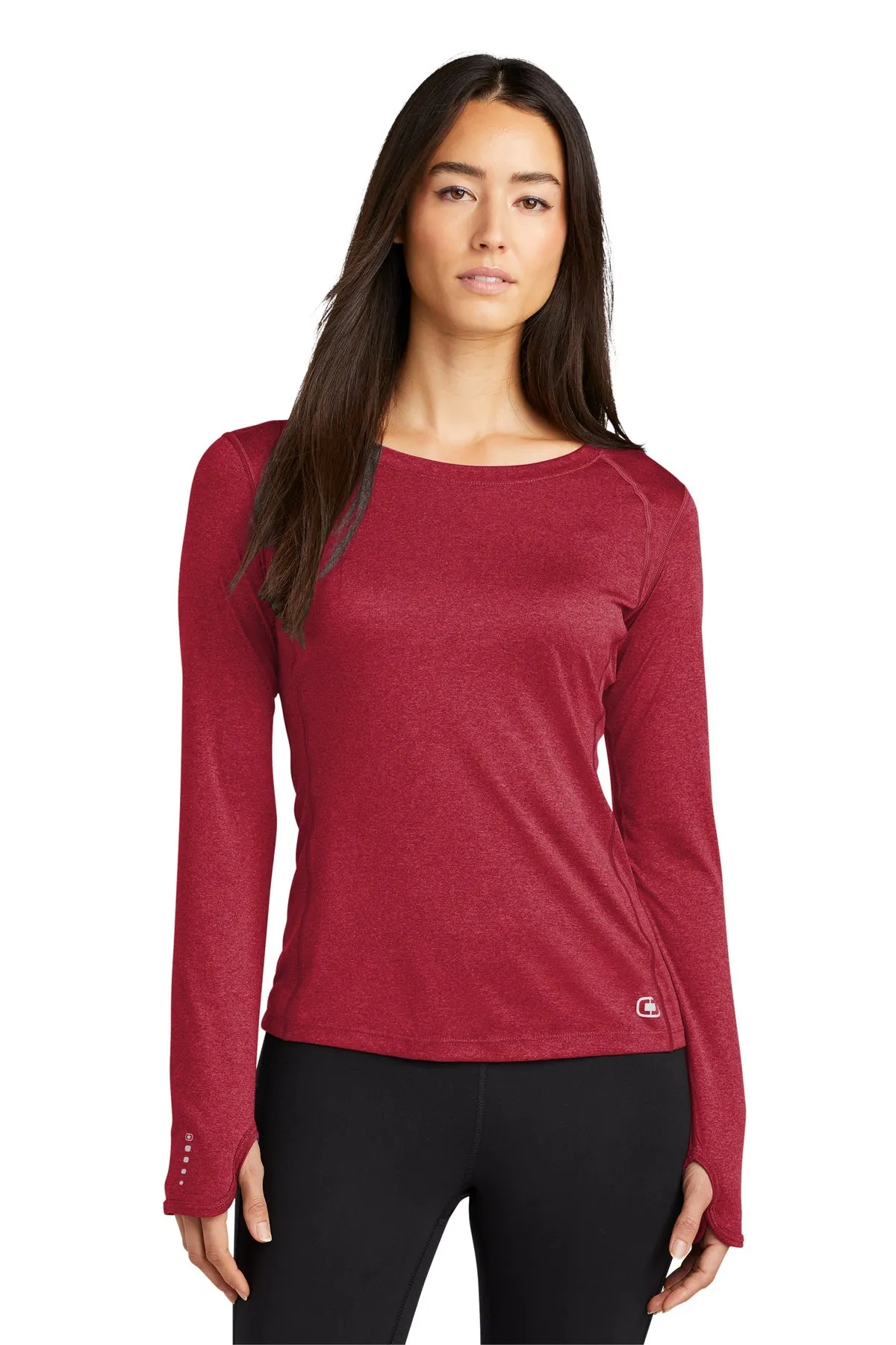 OGIO ENDURANCE Ladies Long Sleeve Pulse Custom Tees, Ripped Red