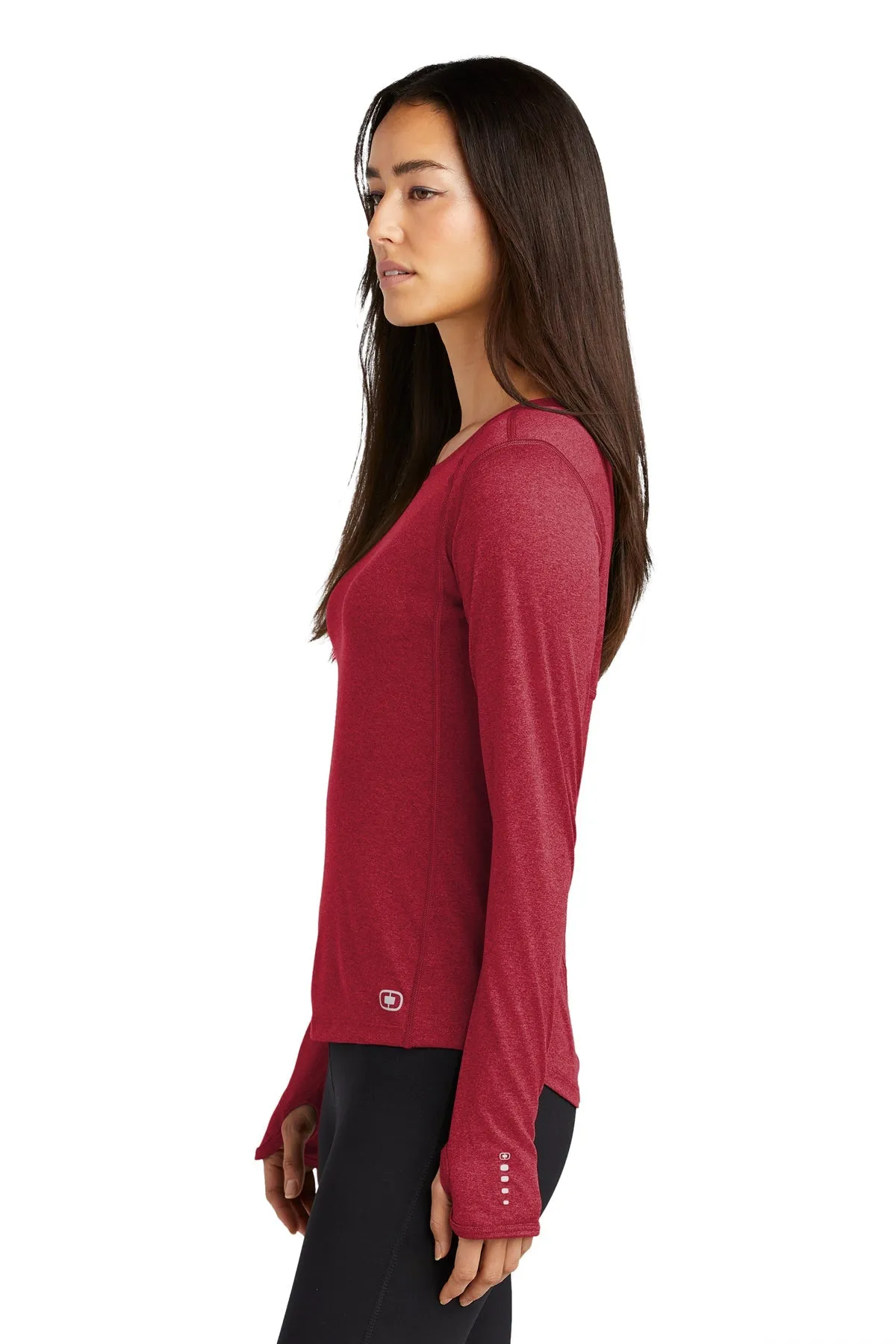 OGIO ENDURANCE Ladies Long Sleeve Pulse Custom Tees, Ripped Red