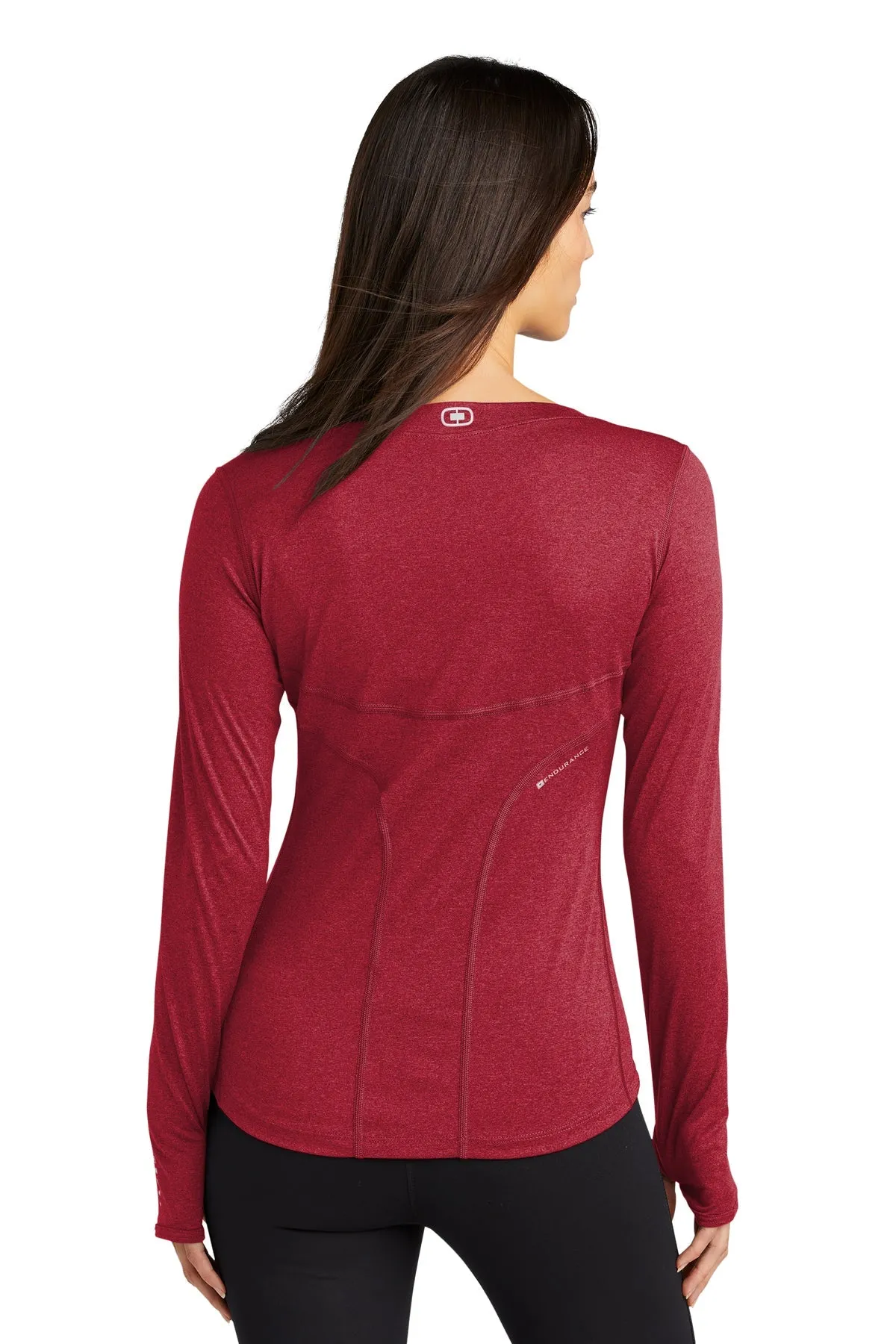 OGIO ENDURANCE Ladies Long Sleeve Pulse Custom Tees, Ripped Red
