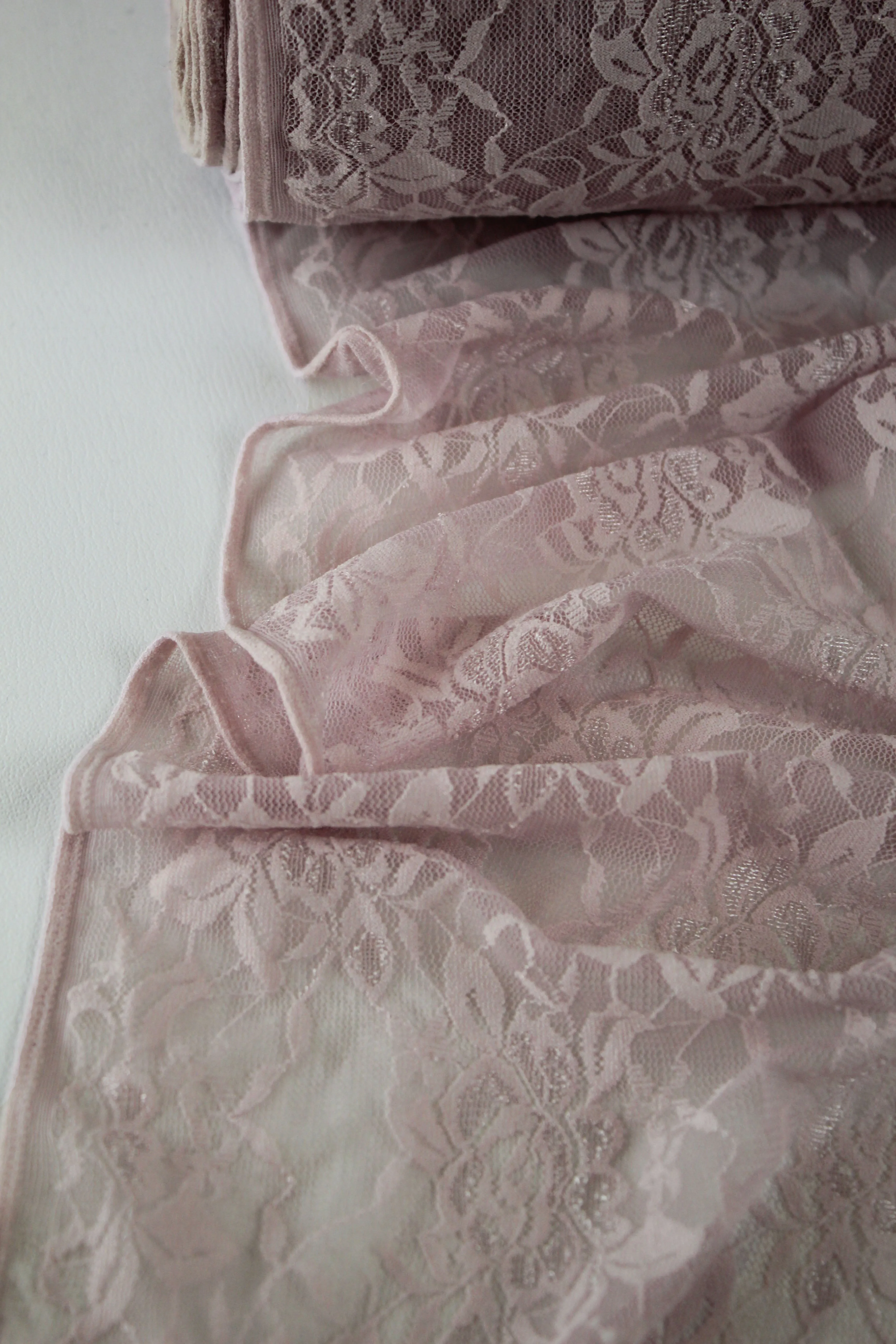 Olivia - Stretch Lace Mesh | Dusky Pink