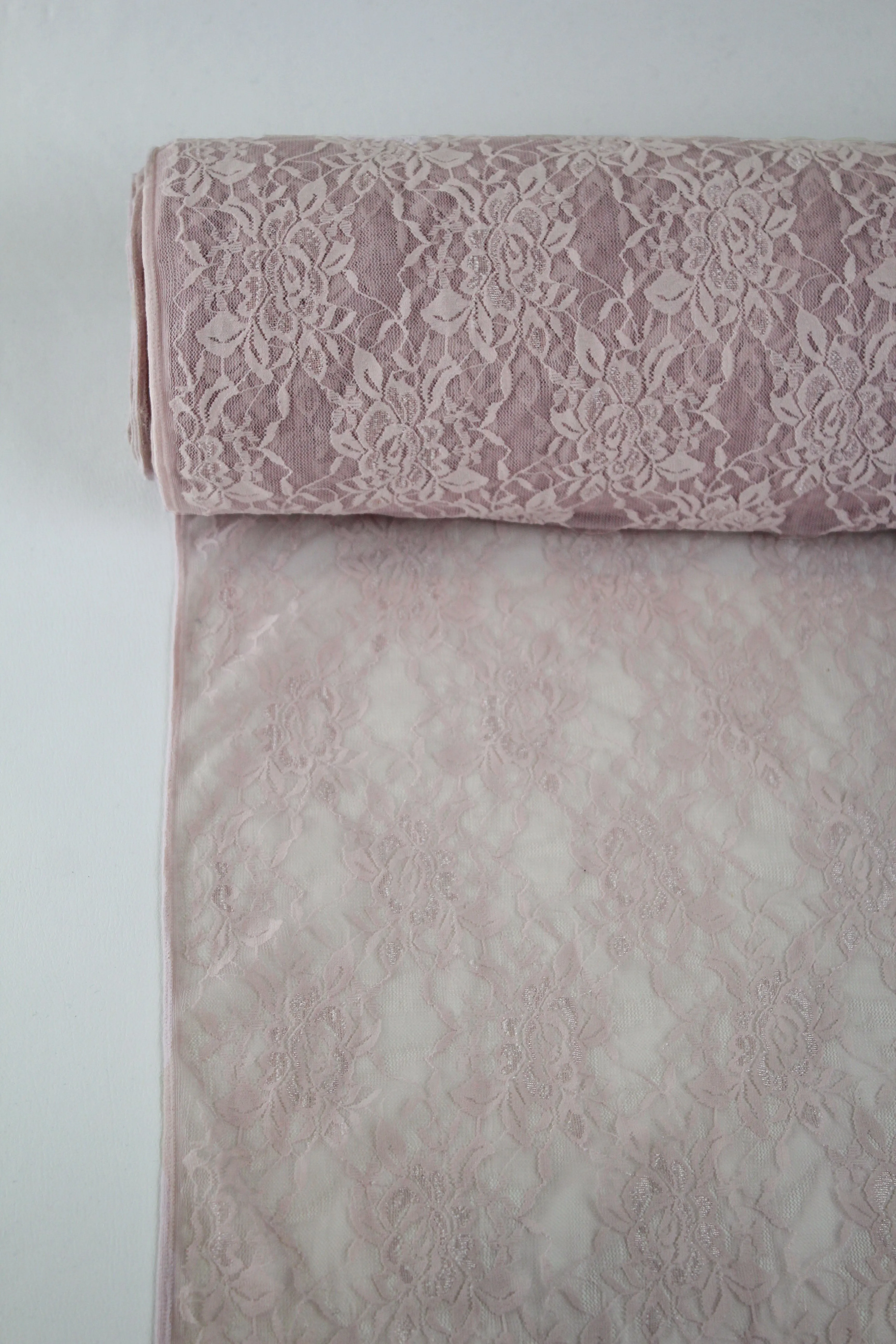 Olivia - Stretch Lace Mesh | Dusky Pink