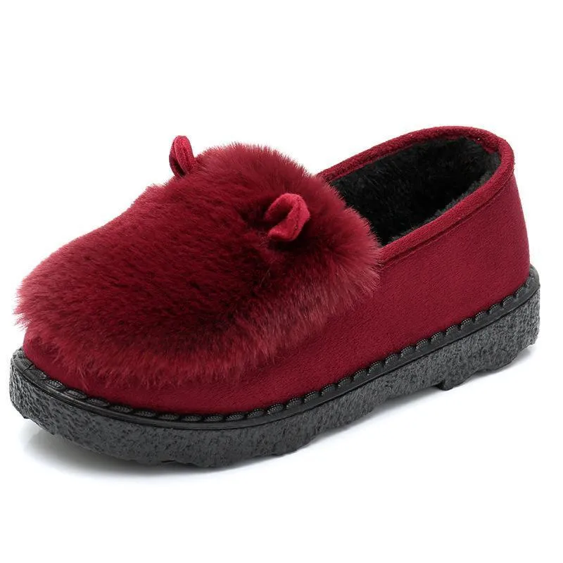 Owlkay Women's Thick-Soled Anti-Slip Bunny-Ear Pea Shoes