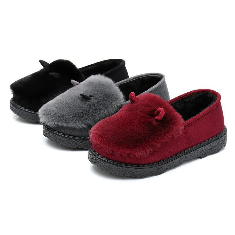 Owlkay Women's Thick-Soled Anti-Slip Bunny-Ear Pea Shoes