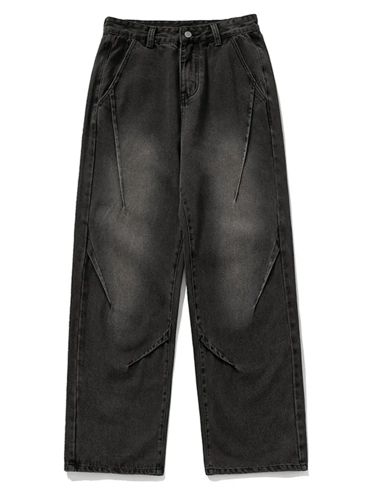 Pleated Solid Color Jeans