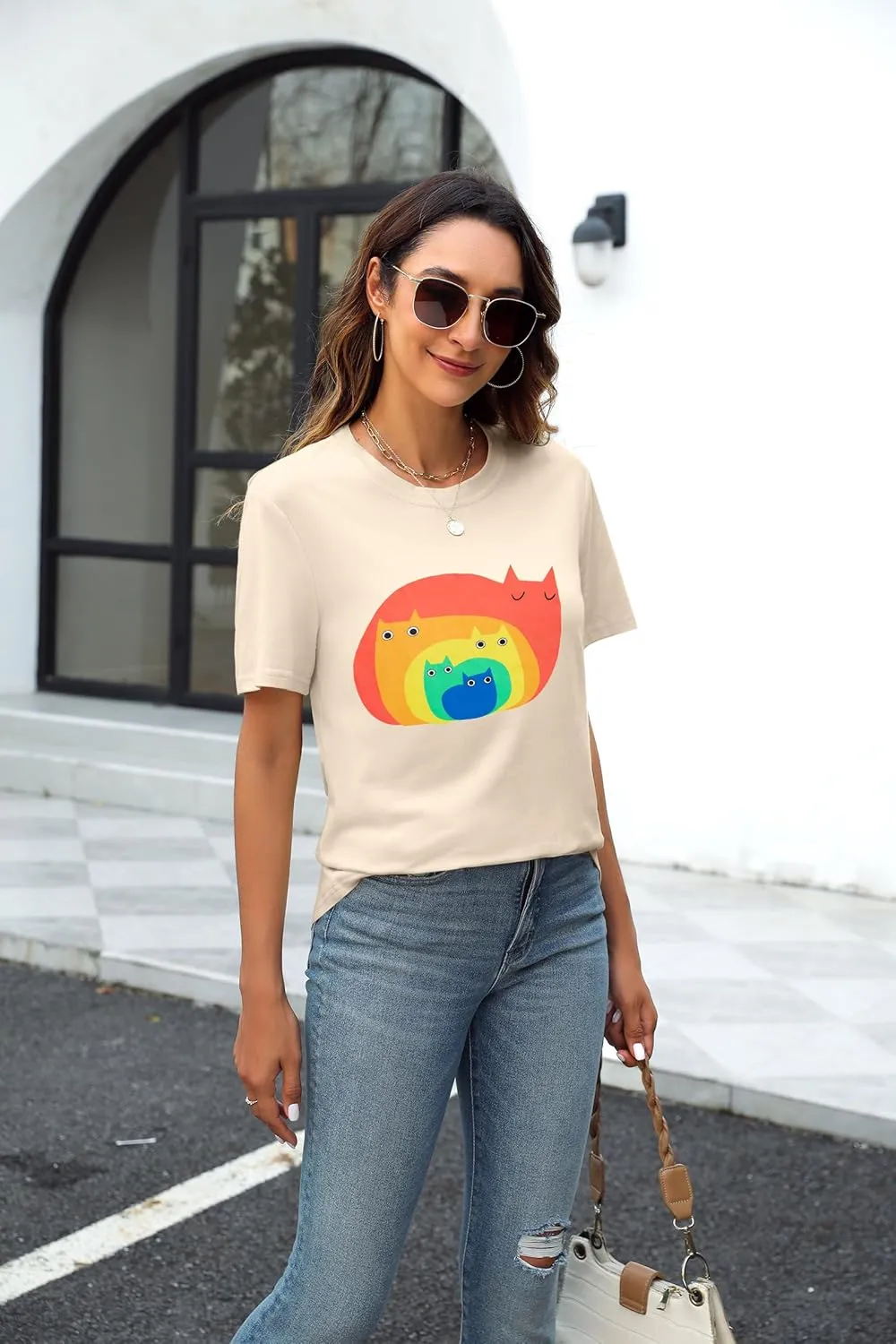 Pride Shirt Women LGBTQ Equality Shirts Rainbow Shirt Heart Graphic Tees Casual Summer Short Sleeve Tops