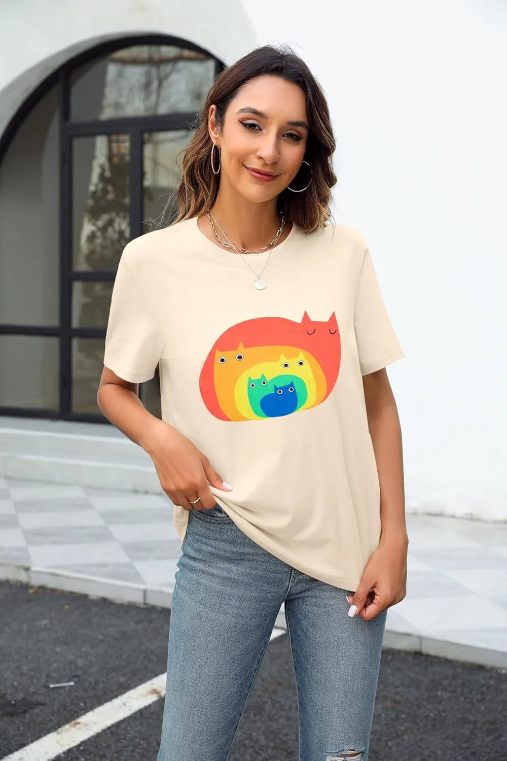 Pride Shirt Women LGBTQ Equality Shirts Rainbow Shirt Heart Graphic Tees Casual Summer Short Sleeve Tops