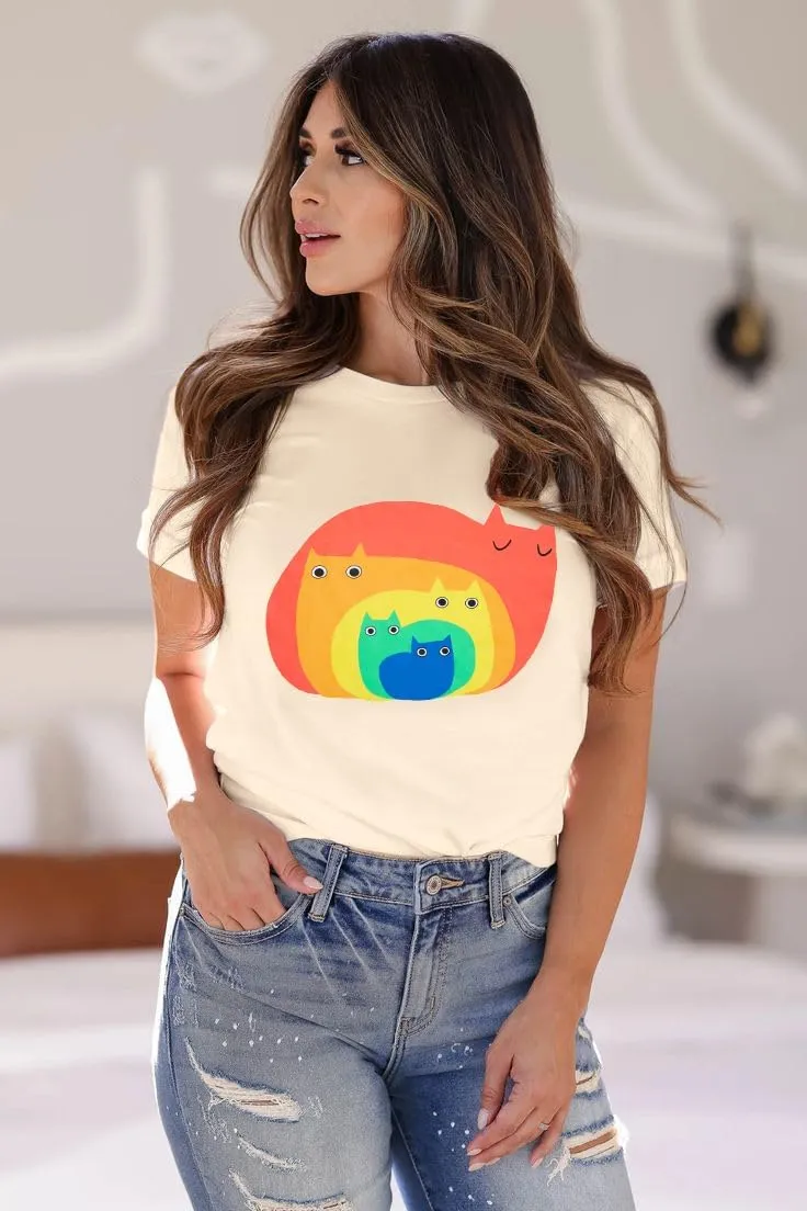 Pride Shirt Women LGBTQ Equality Shirts Rainbow Shirt Heart Graphic Tees Casual Summer Short Sleeve Tops
