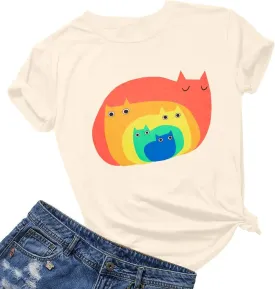 Pride Shirt Women LGBTQ Equality Shirts Rainbow Shirt Heart Graphic Tees Casual Summer Short Sleeve Tops