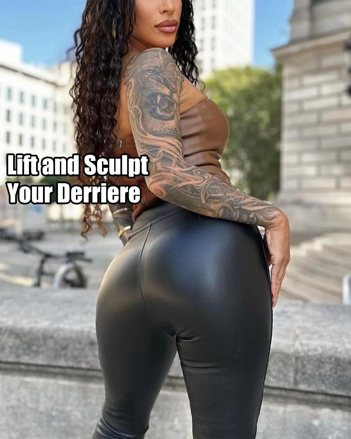 raita High Waist Faux Leather Leggings for Women Black PU Butt Lift Sexy Stretchy Sporty Leather Pants Causal